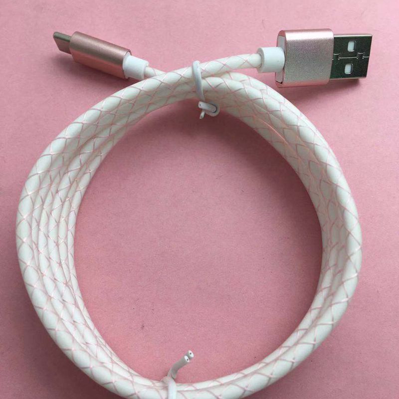 Typ-C 1,5 M Jelly drát zabalený z růžového drátu PE datový kabel